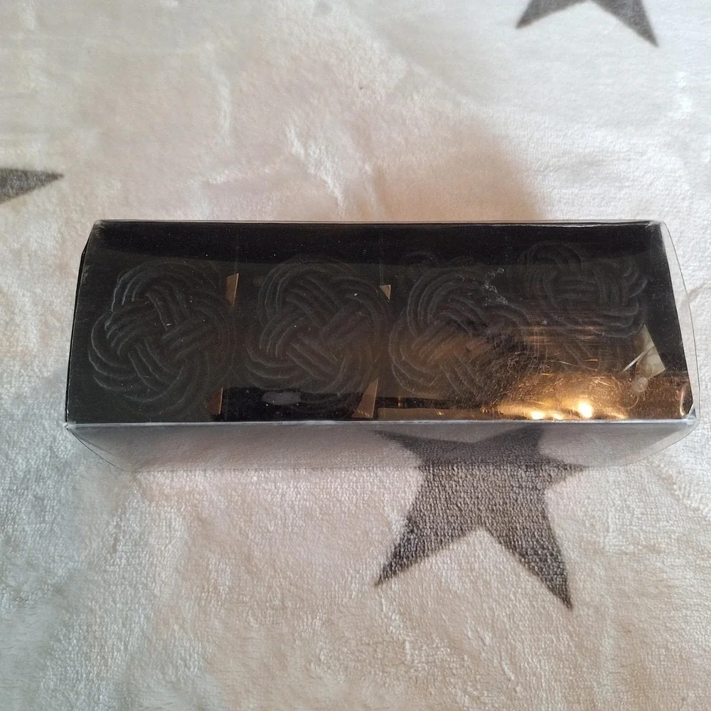 Vintage Walton & Co. Set of 4 Black Twisted Knot Rope Napkin Rings Tableware